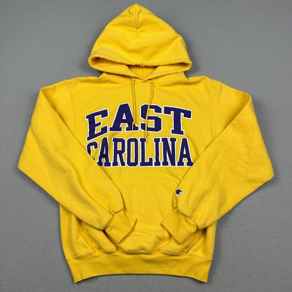 East Carolina Pirates Hoodie Men Small Yellow Champion Pullover Sweatshirt S